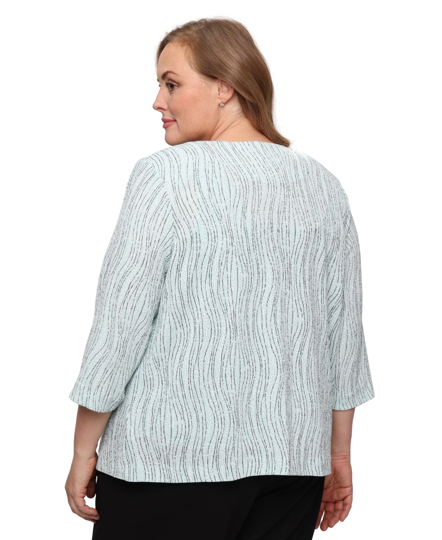 Plus Size Scoop Neck Top And Jacket, 2-Piece Set