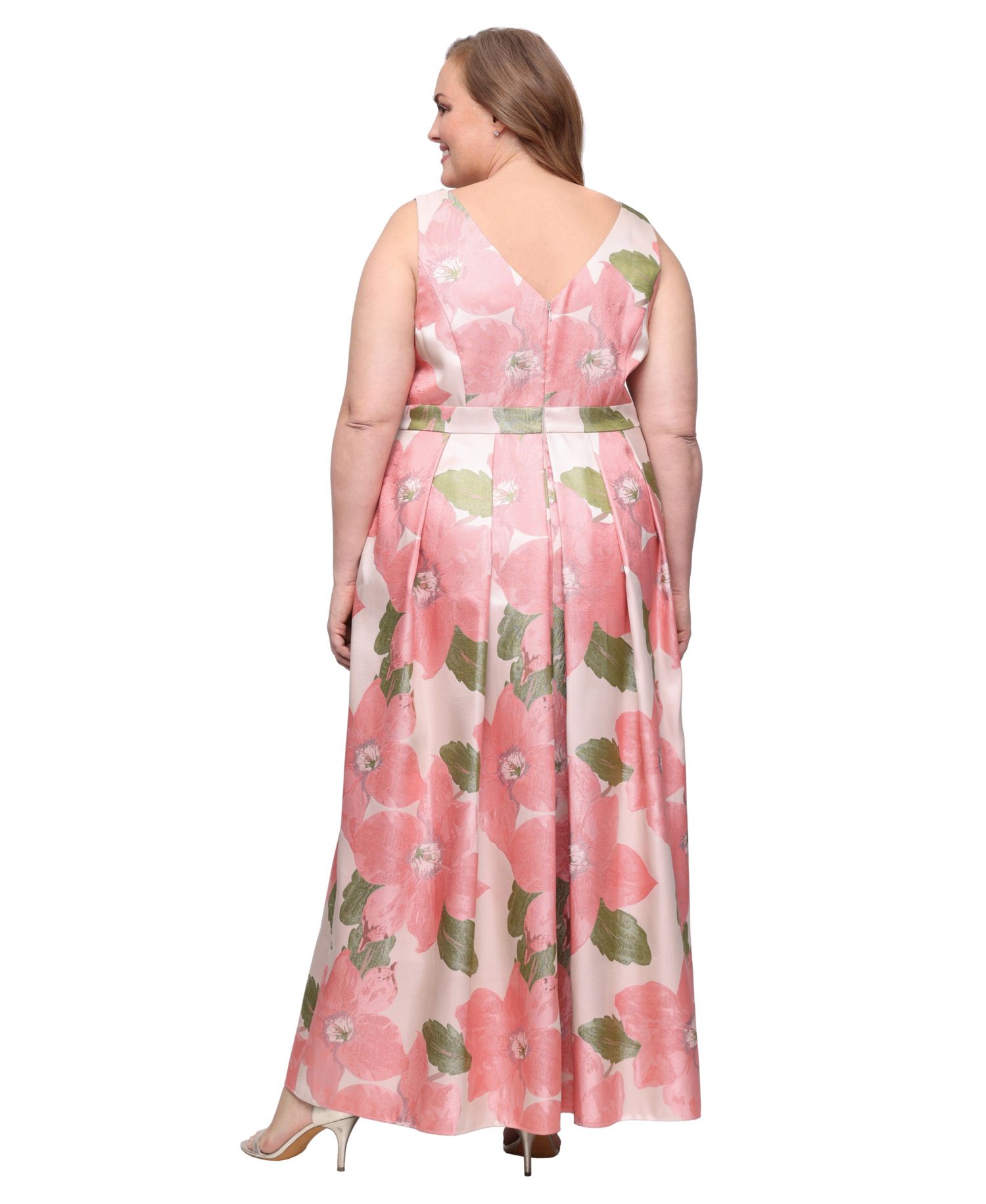 Plus Size V-Neck Sleeveless A-Line Ball Gown