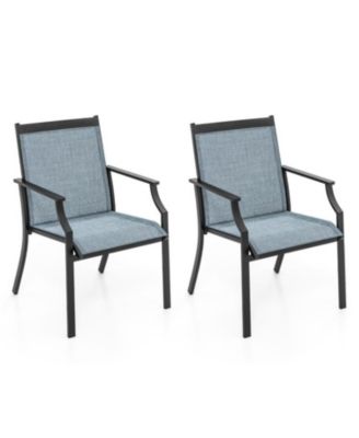 2-Piece Patio Dining Chair Set with Ventilated Seat and Metal Frame