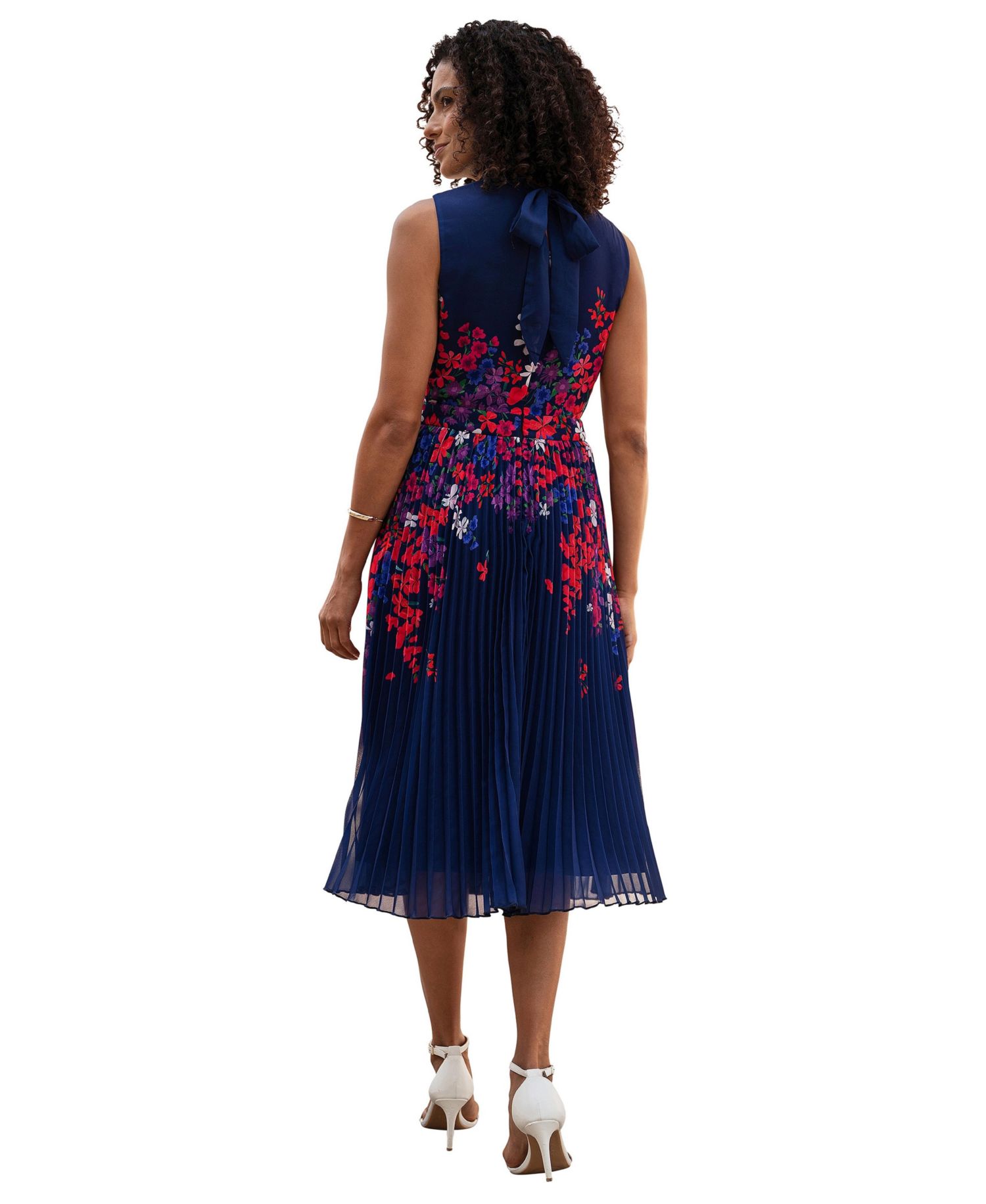 Women's Printed Pleated Midi Dress