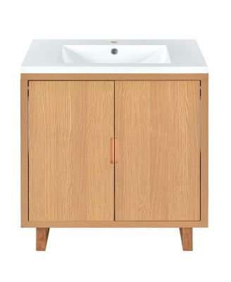 30" Bathroom Vanity with Sink, Solid Wood Frame, Soft Close Doors & Large Storage Cabinet for Modern Bathrooms