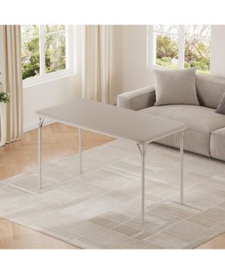 Folding Table, 47 Inch Card Table with PU Padded Tabletop, Portable Multifunctional Game Table