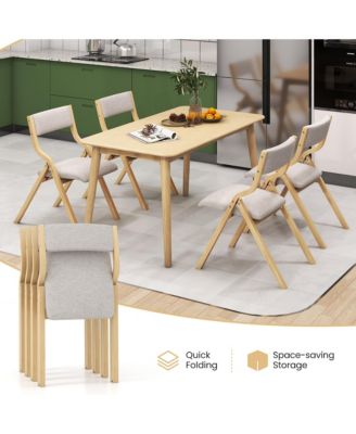 Folding Dining Chairs Set of 4 Wooden Table Chairs w/ Padded Seat Modern