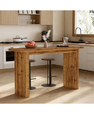 63'' Solid Wood Bar Table, Rectangular High Top Kitchen Dining Bar Height Tables, Industrial Counter Height Pub Table