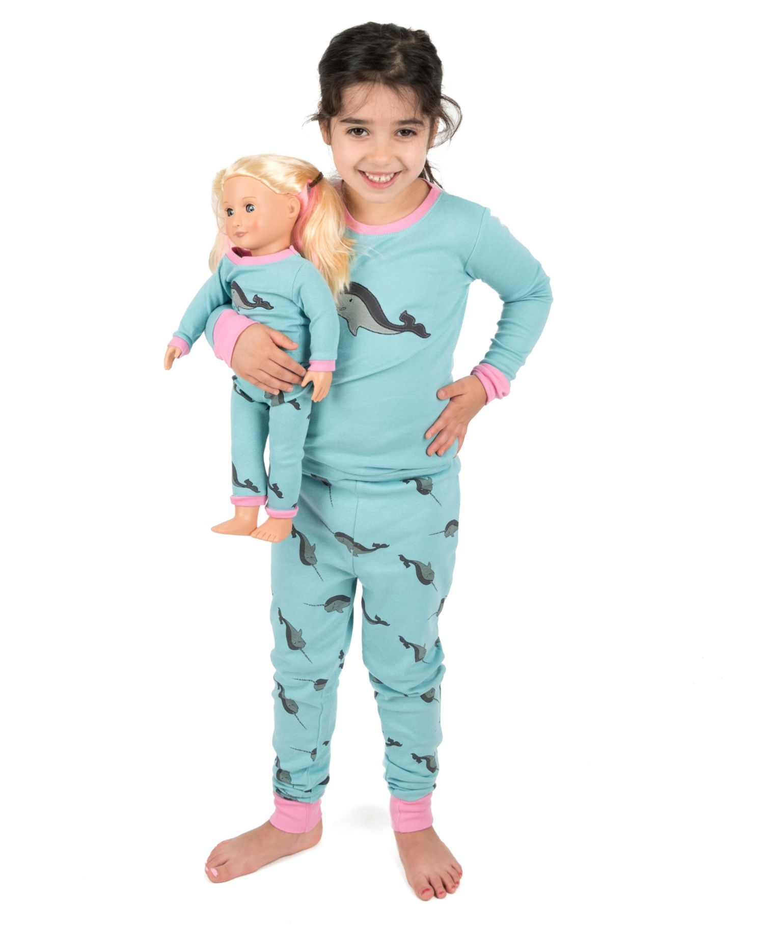 Toddler Girls Matching Doll Snug-Fit Cotton Long Sleeve All-Over Animal Print Pajamas