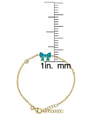 Enamel Bow & Cubic Zirconia Station Chain Link Bracelet