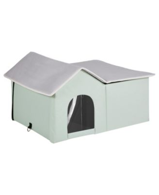 Heated Cat House, Foldable Kitty Shelter with Warm Heated Pad for Outdoor & Indoor Use