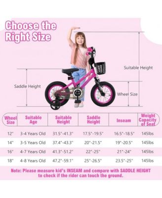 12 Inch Kids Bike Adjustable Bicycle with Front Basket for Children Aged 3-4 Years Old