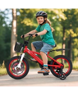 14 Inch Kids Bike Adjustable with Storage Basket and Double Brake for 3-5 Years Old