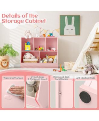 Kids 5-Cube Wooden Toy Organizer with Safety Anti-Tipping