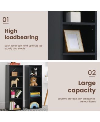 8-Tier Tall Narrow Bookshelf, Slim Storage Cabinet & Display Bookcase with Adjustable Shelves for Living Room, Office
