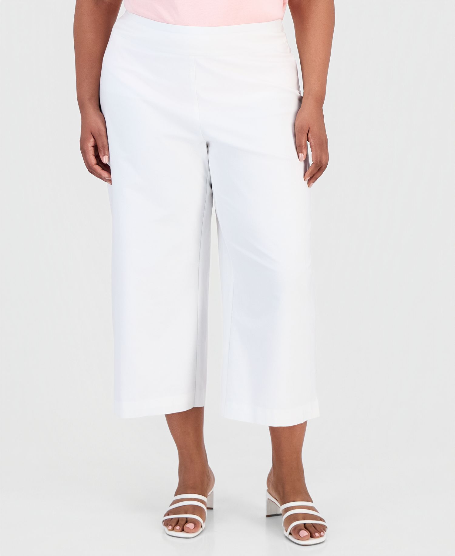 Plus Size Pull-On Wide-Leg Capri Pants