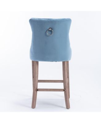 Set of 2 Velvet Counter Height Stools, 26.3" Button Tufted Upholstered Kitchen Island Chairs with Back