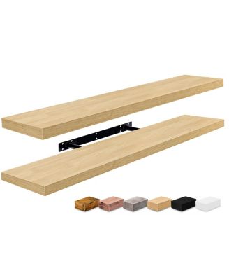 2-Pack Long Floating Wall Shelves, 35" x 9", for Bedroom, Kitchen, Living Room, Trophies, Frames, Books