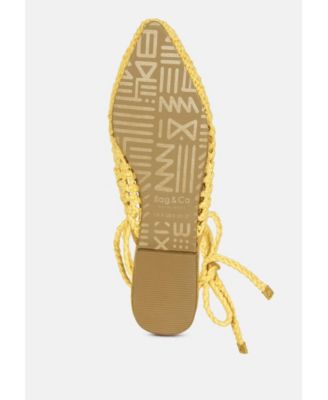 BARTSI Womens Handwoven Tie Up Flat Mules