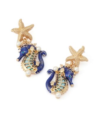 Faux Stone Seahorse Drop Earrings