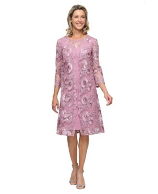 Alex Evenings Plus Size Scoop Neck Midi Dress - Dark Mauve