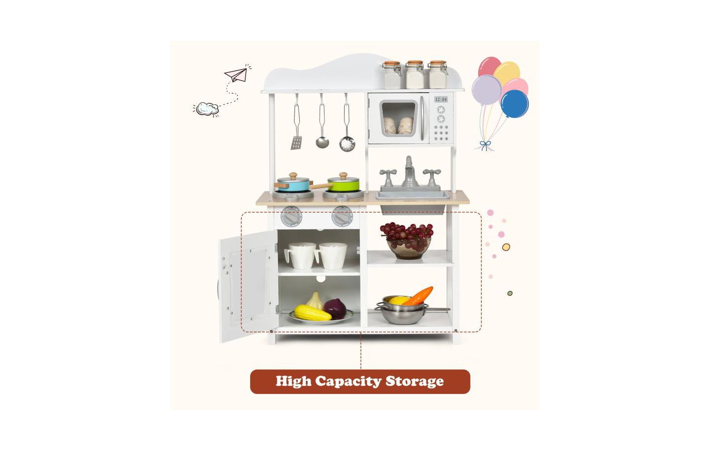 Детские игрушки Slickblue Sound and Light Kitchen Set with Accessories and Sink, от 3 лет, цвет: Белый — фото 3