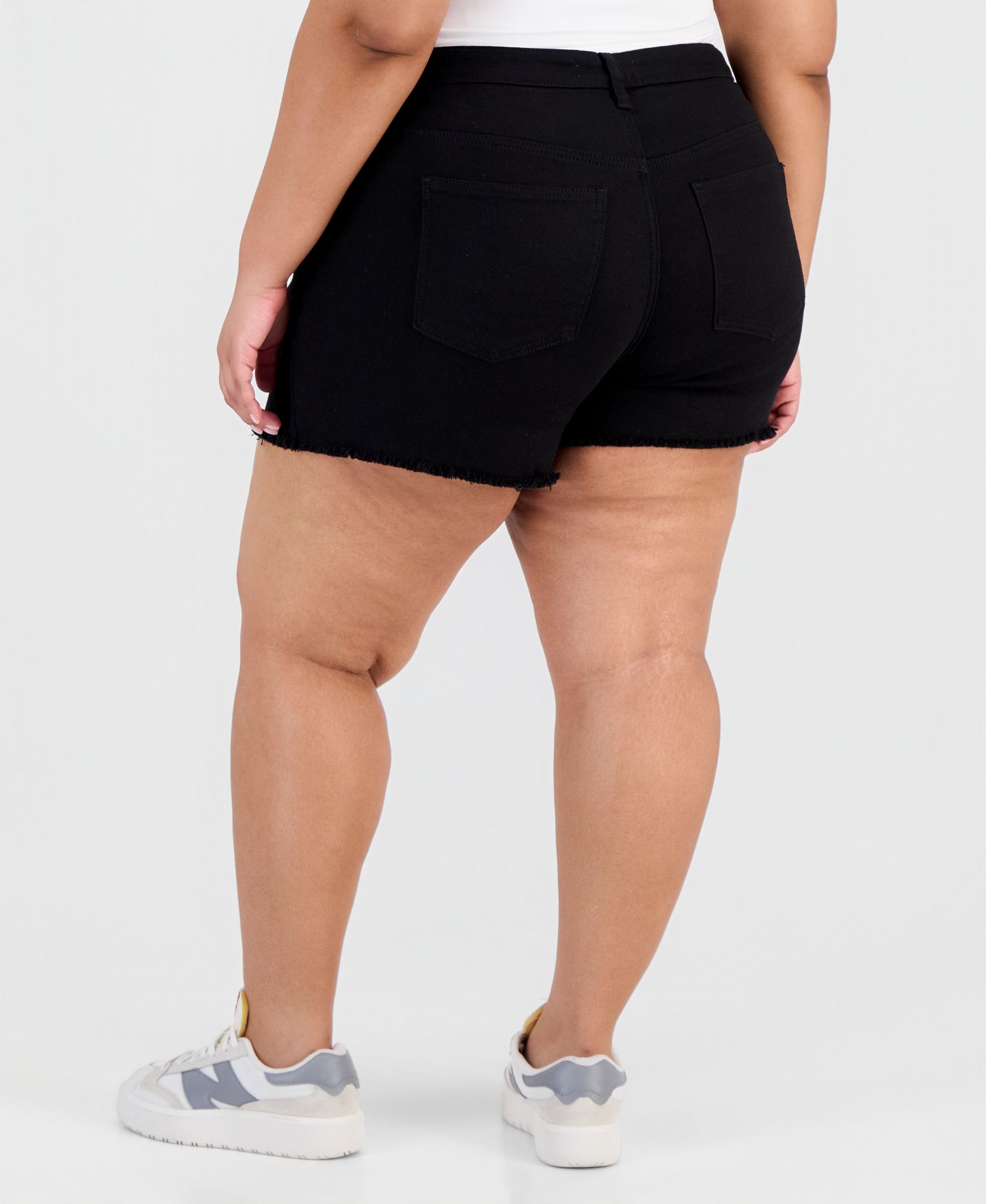 Trendy Plus Frayed A-Line Denim Shorts