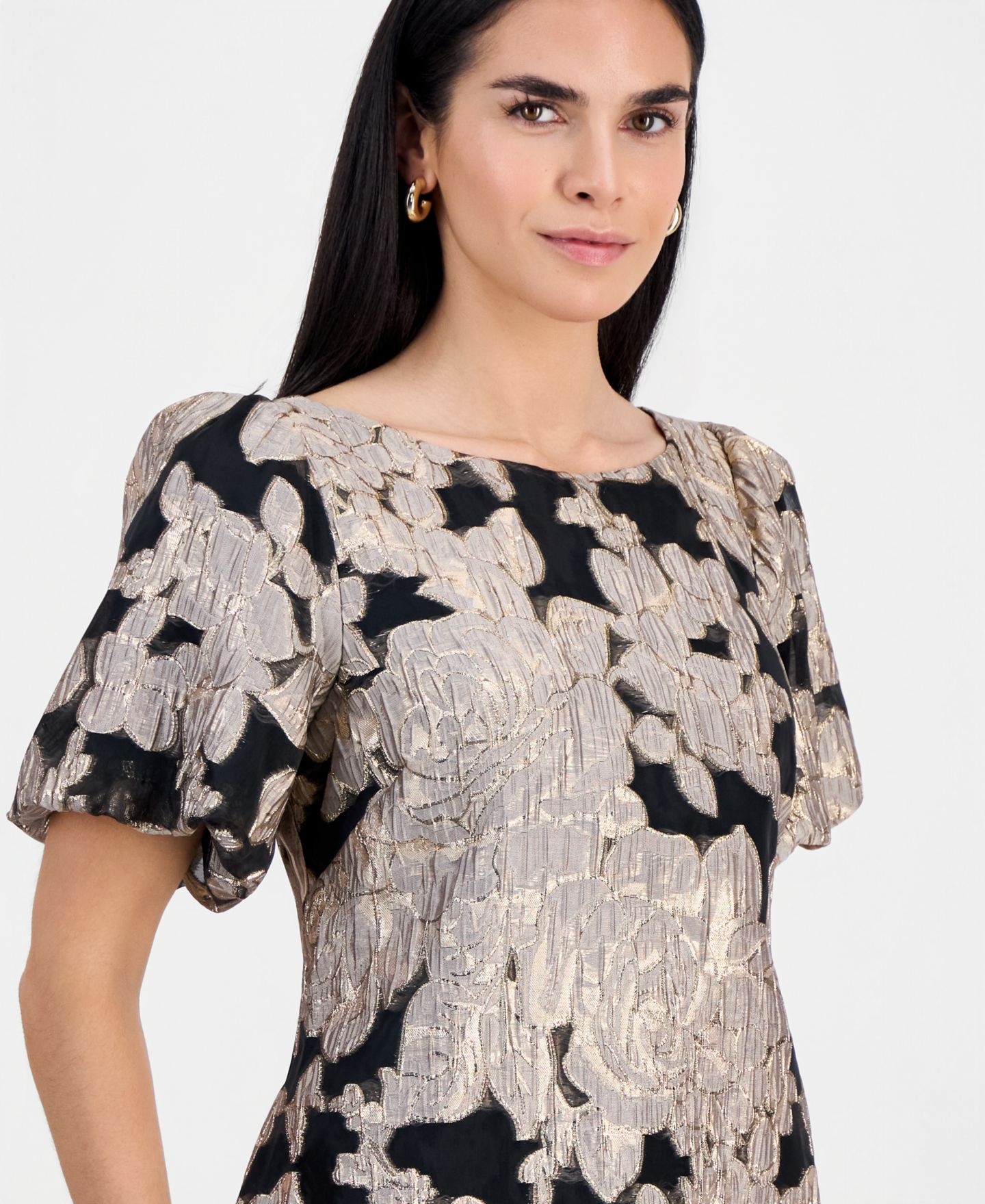 Женское платье Connected Petite Jacquard Sheath, цвет: Чёрный серо-коричневый — фото 4
