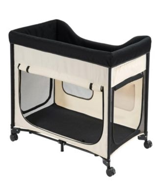 L Elevated Foldable Bunk Pet Bed with Wheels, Side Storage and Carry Bag