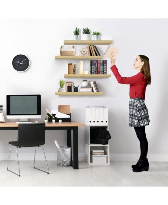 24 x 9 Inch 4 Pack Wall Mounted Floating Wood Shelves - for Bedroom, Kitchen, Living Room, Bathroom