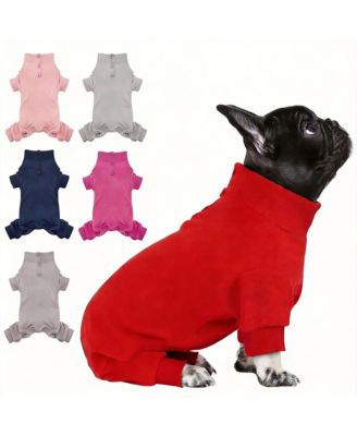Dog Fleece Pajamas with High Collar for Warmth and Comfort
