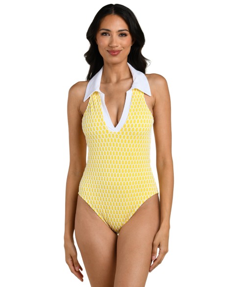 Женские купальники La Blanca Women's Prep & Paddle Collared V-Neck One-Piece Swimsuit