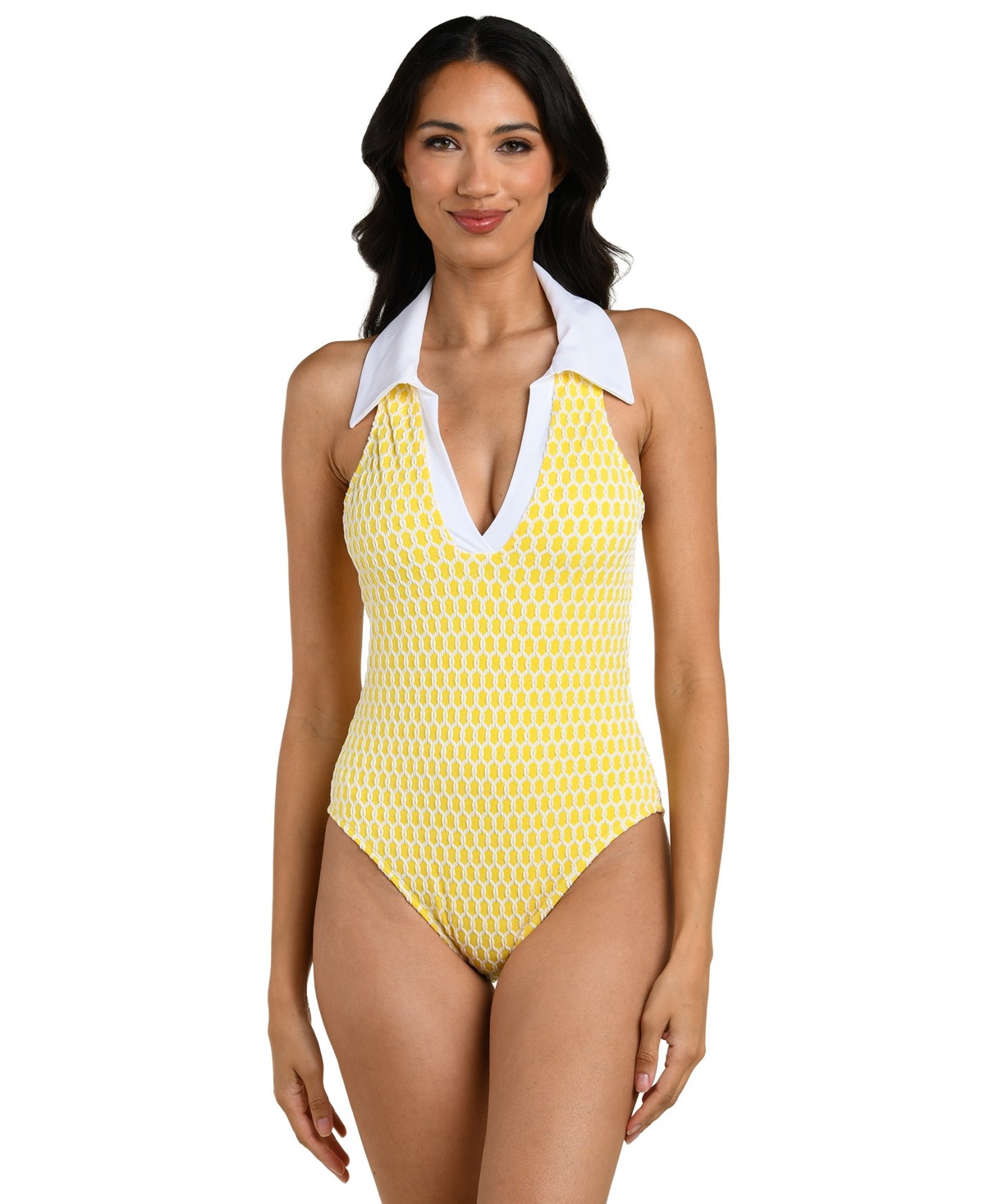 Женские купальники La Blanca Women's Prep & Paddle Collared V-Neck One-Piece Swimsuit — фото 1