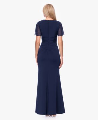 Women's Flutter-Sleeve V-Neck Gown
