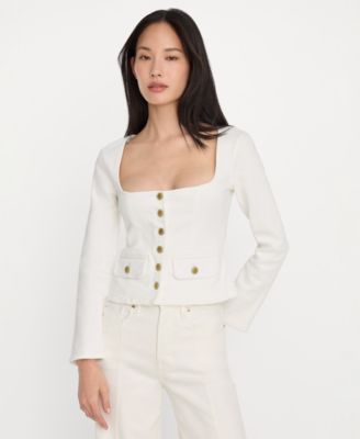 Women's Cropped Square Neck Jacket, Regular & Plus Size