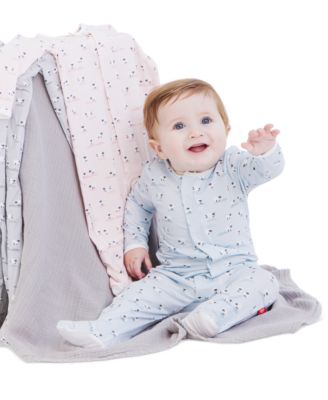 Baby Boys' Magnetic Footie, Magnetic Reversible Bib, and Baby Blanket Gift, 3-Piece Set