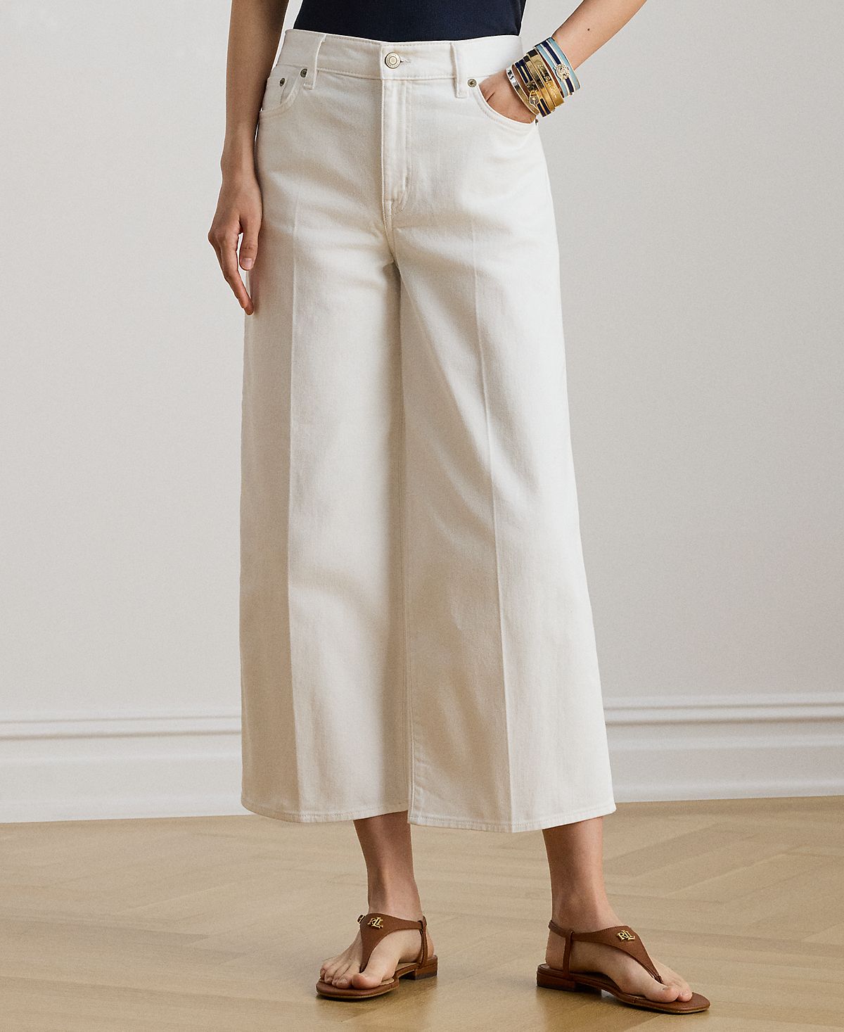 Lauren Ralph Lauren Women's High-Rise Wide-Leg Cropped Jeans view 2 — MAYCSS fashion products