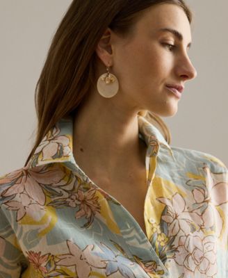 Petite Floral-Print Collared Shirt