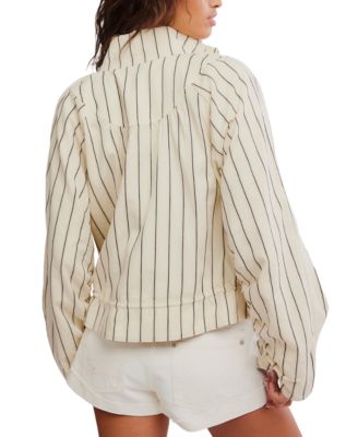 Women's Striped Stand Collar Jacket
