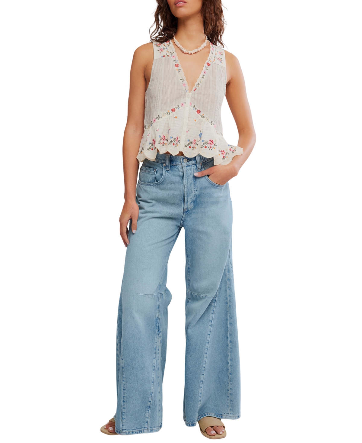 Free People Women's Ellis V-Neck Blouse