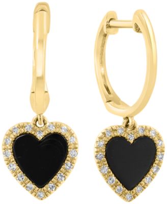 Onyx & Diamond (1/10 ct. t.w.) Drop Earrings in 14k Yellow Gold