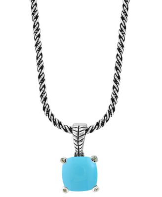 Diamond ( 0.03 ct. t.w.) Accent and Turquoise Pendant Necklace