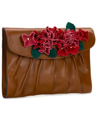 Chalaronne Medium Leather Hydrangea Embellished Clutch Bag