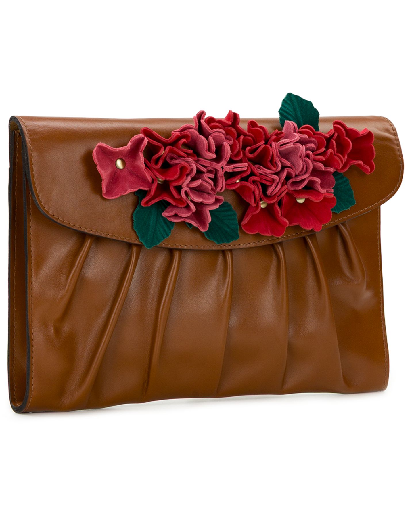 Женский клатч Patricia Nash Chalaronne Medium Leather Hydrangea Embellished Clutch Handbag, цвет: Рыжевато-коричневый — фото 3