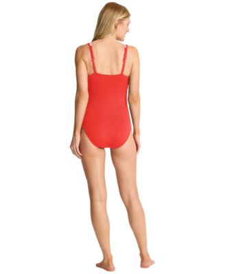 Women's Cabana Pique Texture Tie Front One-Piece Swimsuit