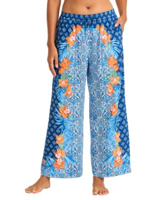 Women's Straight-Leg Printed Swim Pants