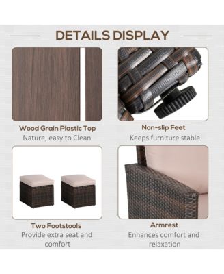 6 pc Patio Dining Set, All Weather Rat with 3 Seater,