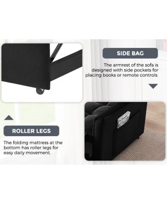 55-inch 3-in-1 Convertible Sofa Bed with Adjustable Back and Storage