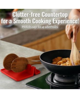 Silicone Kitchen Utensil Rest with Drip Pad for Multiple Utensils