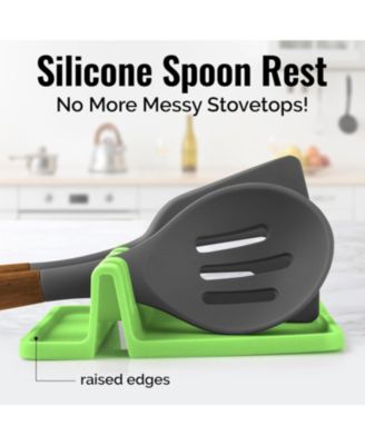 Silicone Kitchen Utensil Rest with Drip Pad for Multiple Utensils