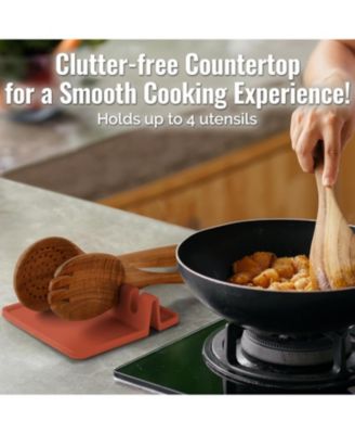 Silicone Kitchen Utensil Rest with Drip Pad for Multiple Utensils