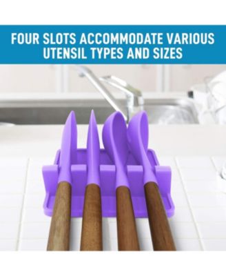 Silicone Kitchen Utensil Rest with Drip Pad for Multiple Utensils