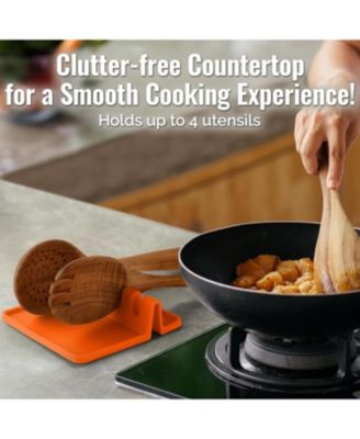 Silicone Kitchen Utensil Rest with Drip Pad for Multiple Utensils