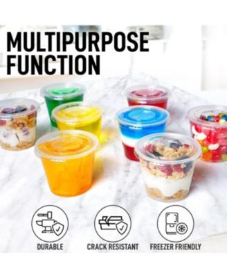100 Pack Clear Jello Shot Cups with Lids - Disposable Condiment Cups